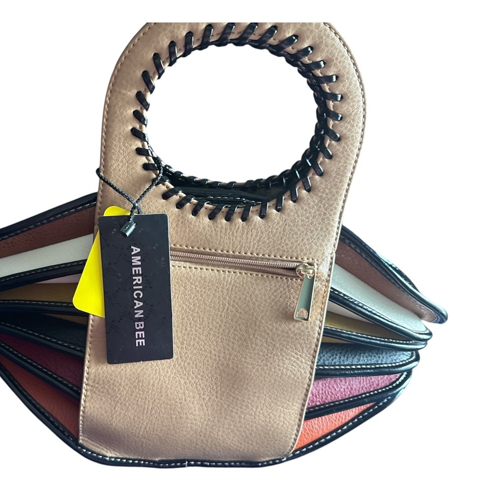 American Bee leather accordion style bag, nwt